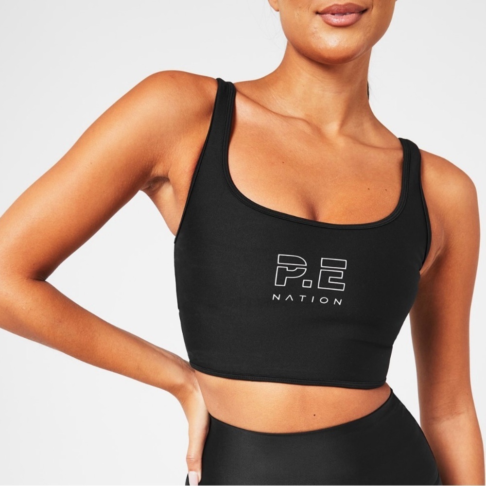 P.E Nation Swish Athletic Racerback Pastel Powder Blue Logo Sports Bra ~ Size XL